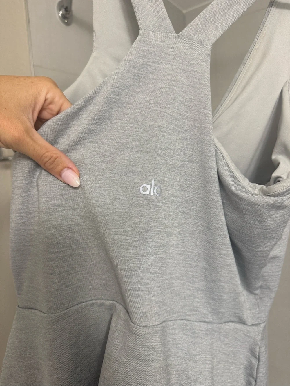 ALO Yoga Light Gray V-Neck Mini Dress
